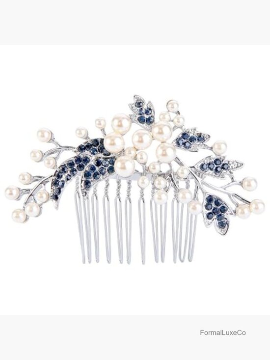 Wedding Hair Side Comb Crystal Simulated Pearl Floral Leaf Branch Bridal Comb main image 5